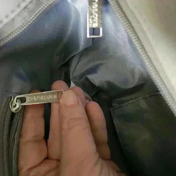 Prene Love Neoprene silver Fawn print w middle stripes satchel tote - Picture 10 of 16